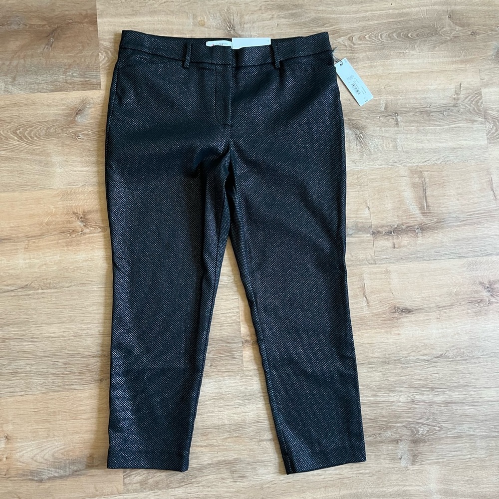 Liz Claiborne Black Textured Straight-Leg Pants
